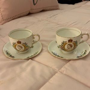 Set of Queen Elizabeth Coronation Tea Cups